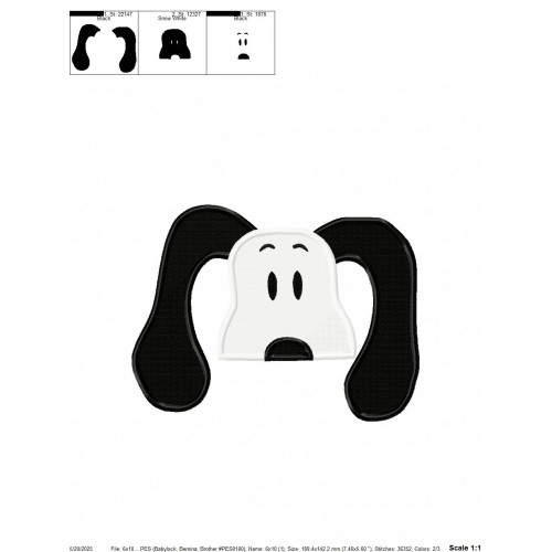 Snoopy Peeker Embroidery Design Embr