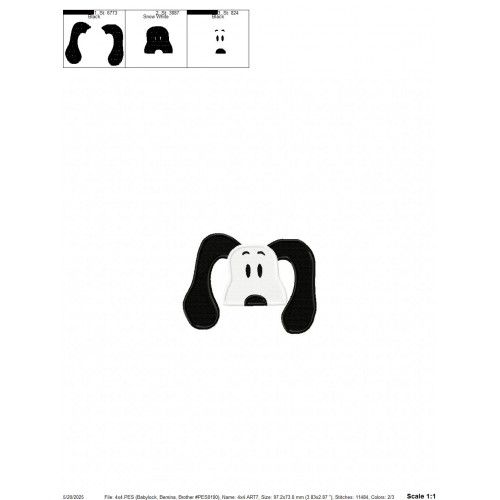 Snoopy Peeker Embroidery Design Embr
