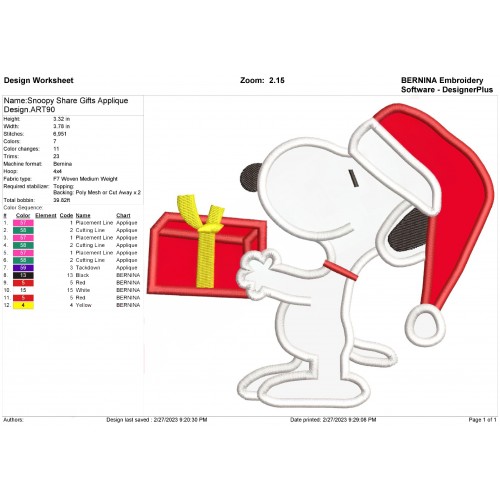Snoopy Share Gifts Applique Design