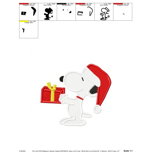 Snoopy Share Gifts Embroidery Design