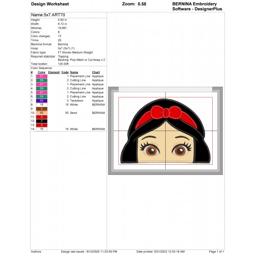 Snow White Applique Design Embr