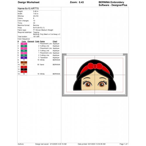 Snow White Applique Design Embr