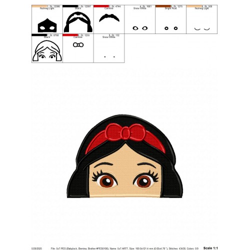 Snow White Embroidery Design Embr