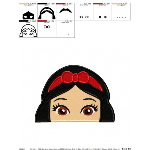 Snow White Embroidery Design Embr