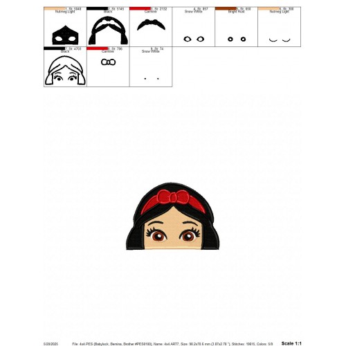 Snow White Embroidery Design Embr