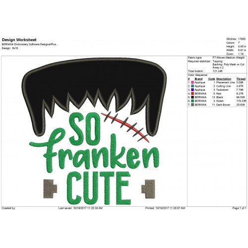 So Frankenstein Cute Halloween Applique Design