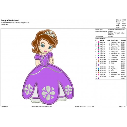 Sofia the First Applique Design