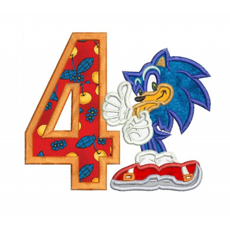 Sonic 4th Birthday Applique Design