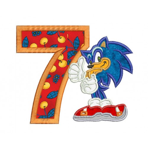 Sonic 7th Birthday Applique Design