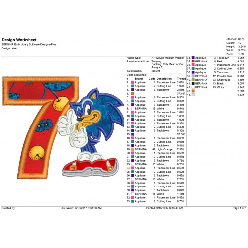 Sonic 7th Birthday Applique Design