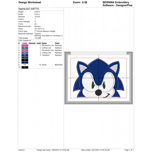 Sonic Face Peeker Applique Design Embr