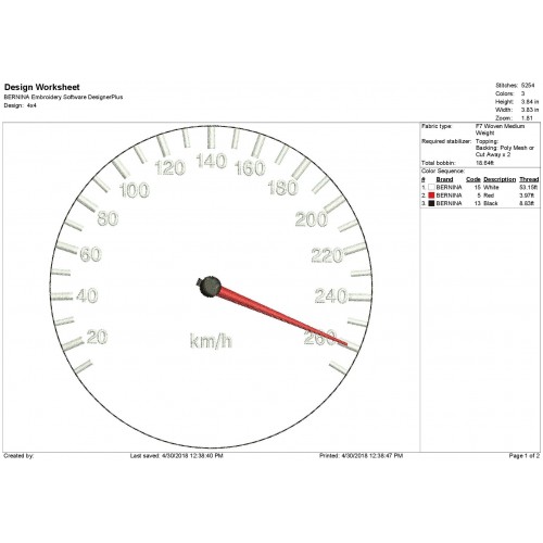 Speedometer Embroidery Design