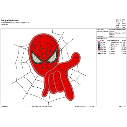 SpiderMan Spider Web Applique Design