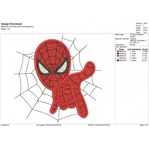 SpiderMan Spider Web Embroidery Design