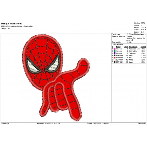 SpiderMan SuperHero Applique Design