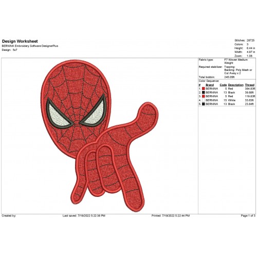 SpiderMan SuperHero Embroidery Design
