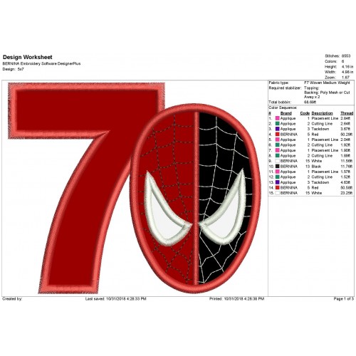 SpiderMan Venom with a 7 Applique Design