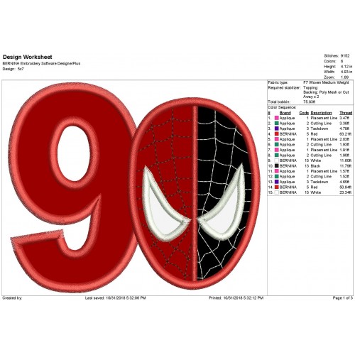 SpiderMan Venom with a 9 Applique Design