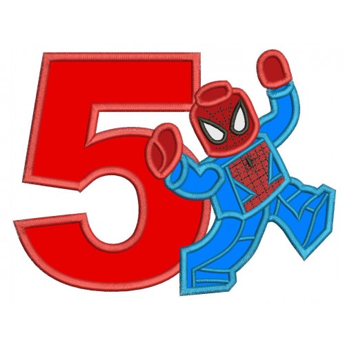 Spider Boy 5th Birthday Applique Design
