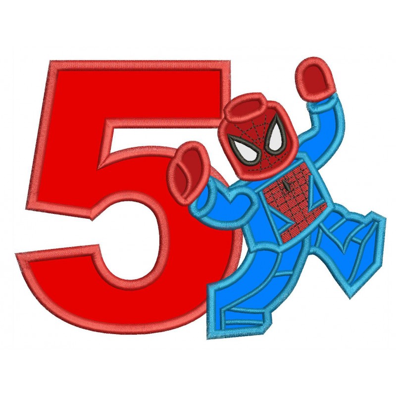 Spider Boy 5th Birthday Applique Design