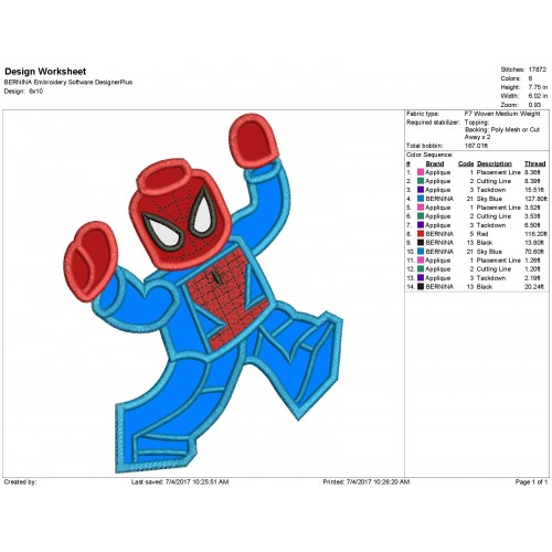 Spider Boy Applique Design