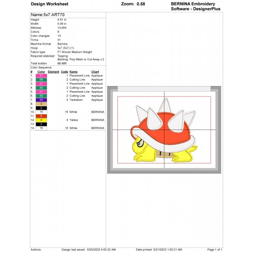 Spiny Mario Applique Design Embr