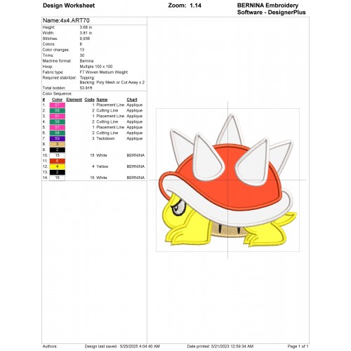 Spiny Mario Applique Design Embr