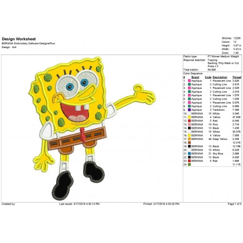 Spongebob Applique Design