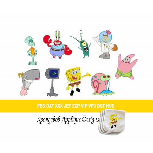 Spongebob Set Applique Designs
