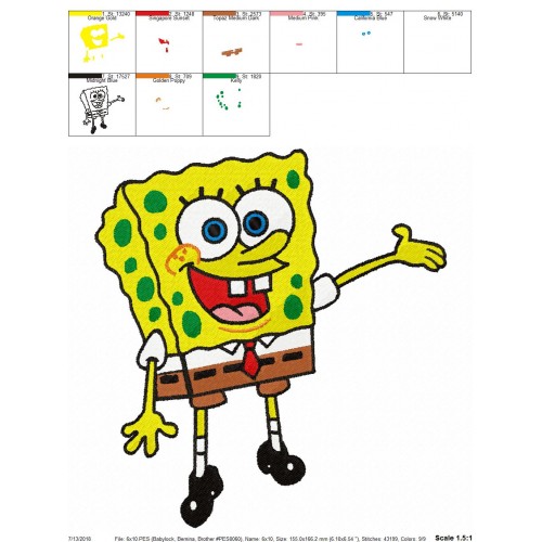 Spongebob Squarepants Embroidery Design