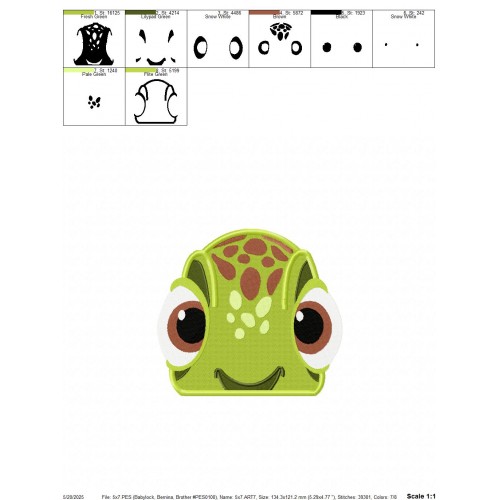Squirt the Turtle Finding Dory Embroidery Design Embr