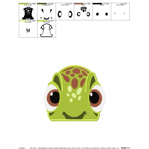 Squirt the Turtle Finding Dory Embroidery Design Embr