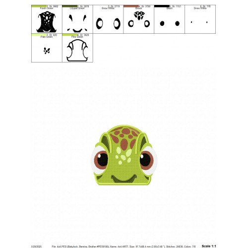Squirt the Turtle Finding Dory Embroidery Design Embr