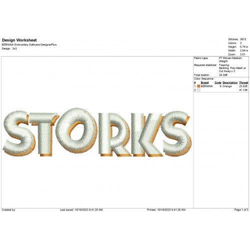 Storks Logo Embroidery Design