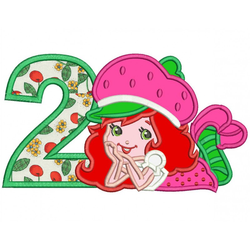 Strawberry 2nd Birthday Applique Design
