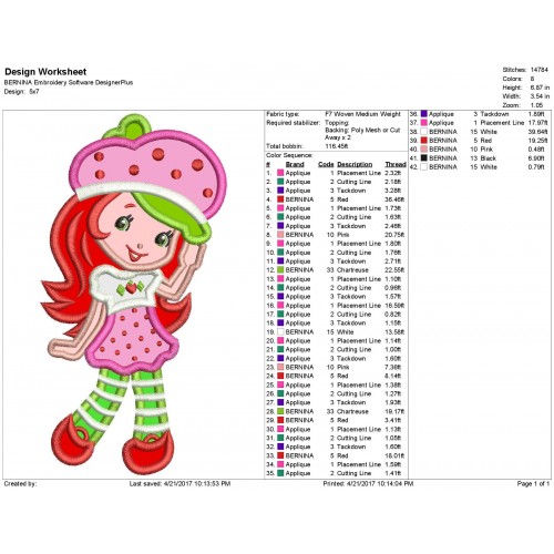 Strawberry Shortcake Applique Design