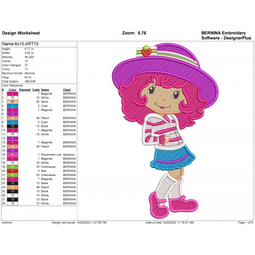 Strawberry Shortcake Embroidery Design