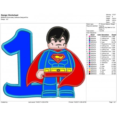 Super Boy 1st Birthday Applique Design
