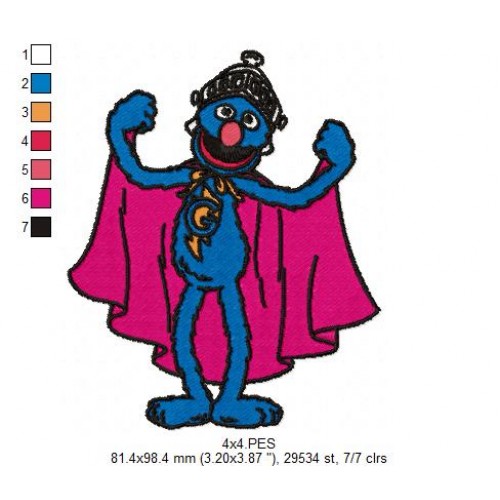 Super Grover Sesame Street Embroidery Design