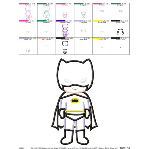 Super Hero Batman Applique Design