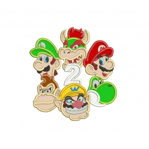 Super Mario 2 Applique Design Mario Luigi Donkey Kong Yoshi Wario Bowser