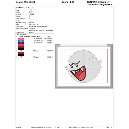 Super Mario Bros Ghost Boo Applique Design Embr