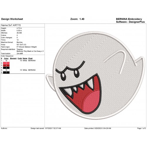 Super Mario Bros Ghost Boo Embroidery Design Embr