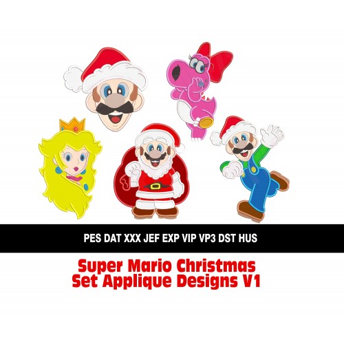 Super Mario Christmas Set Applique Designs V1