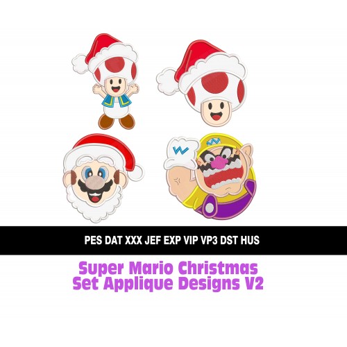 Super Mario Christmas Set Applique Designs V2