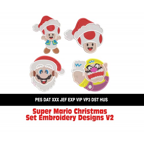 Super Mario Christmas Set Embroidery Designs V2