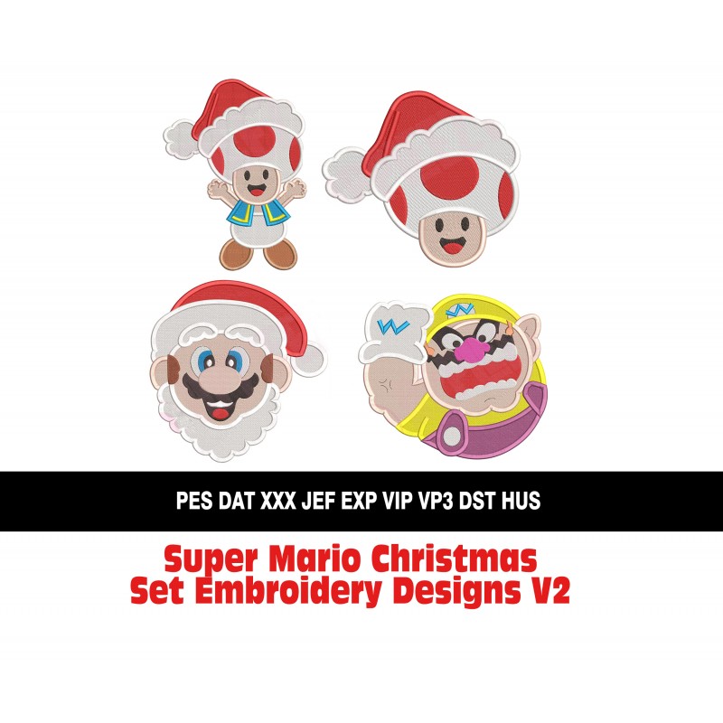Super Mario Christmas Set Embroidery Designs V2