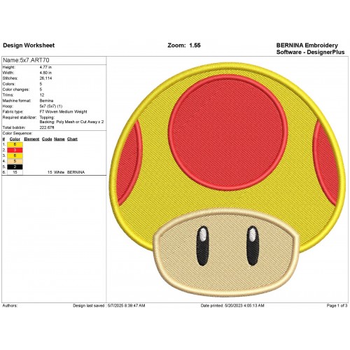 Super Mario Mushroom Embroidery Designs Embr
