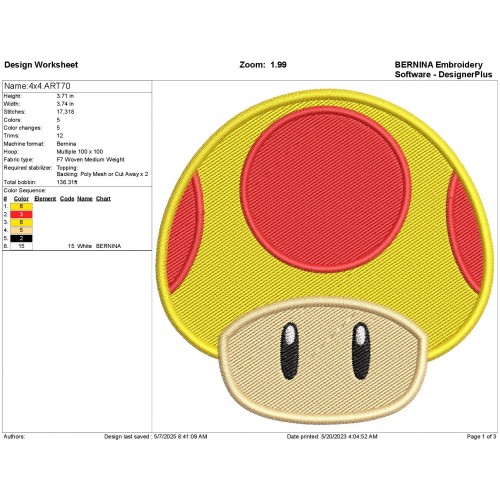 Super Mario Mushroom Embroidery Designs Embr
