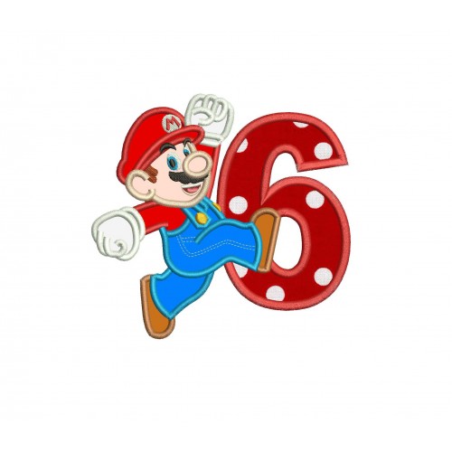 Super Mario Number 6 Applique Design Mario Applique